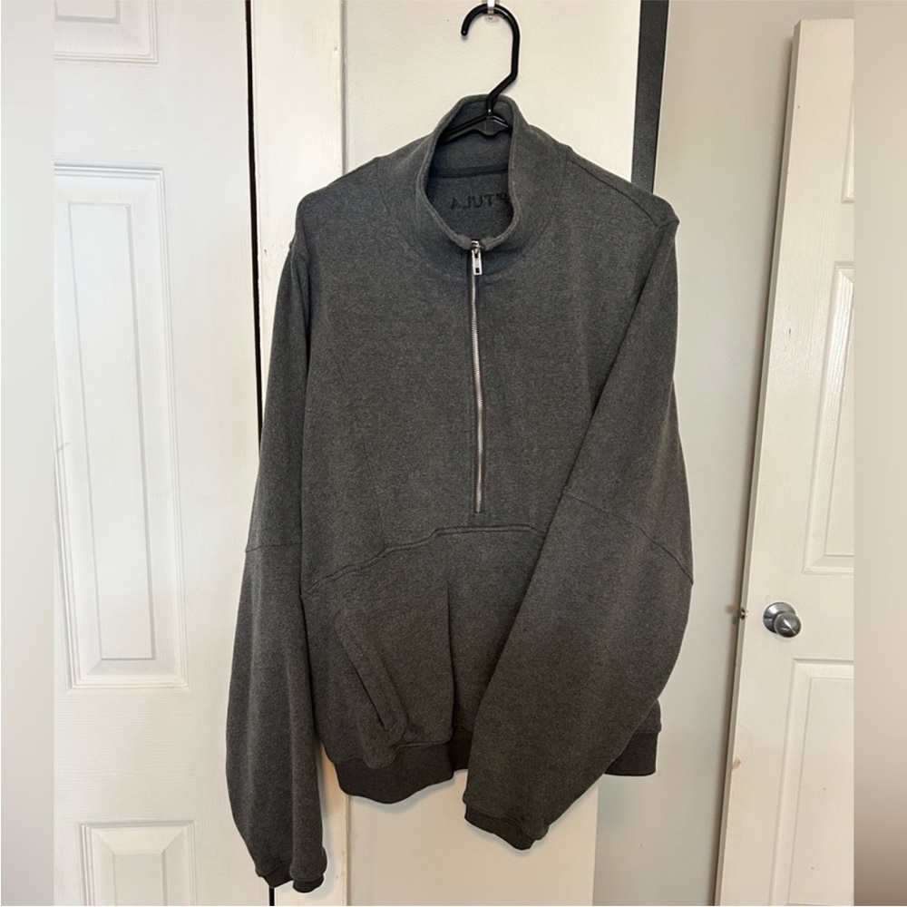 PTULA Gray Half Zip Pullover Sweater w/ Pocket - Size XL - Yoga